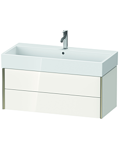 Duravit Meuble sous-vasque XViu XV43370B122 98,4 x 39,7 x 45,4 cm, blanc brillant, 2 tiroirs, champagne mat