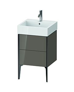 Duravit XViu Waschtisch-Unterschrank XV45330B289 48,4 x 49,3 x 45,4 cm, flannel grey hochglanz, 2 Auszüge, schwarz matt
