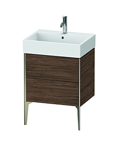 meuble-lavabo Duravit XViu XV45340B121 58,4 x 45,4 x 49,3 cm, noyer foncé, 2 tiroirs, champagne mat