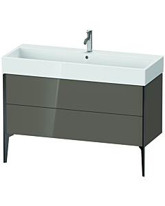 Duravit XViu Waschtisch-Unterschrank XV45380B289 118,4 x 49,3 x 45,4 cm, flannel grey hochglanz, 2 Auszüge, schwarz matt