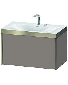 Duravit XViu vanity unit XV4610EB143P 80x48cm, 2000 pull-out, 2 tap holes, matt champagne, Rahmen P, matt basalt