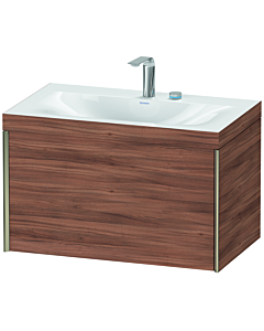 Duravit XViu Waschtisch-Unterschrank XV4610EB179C 80x48cm, 1 Auszug, 2 Hahnloch, champagner matt, Rahmen C, nussbaum natur