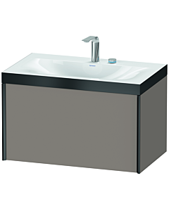 Duravit XViu vanity unit XV4610EB243P 80x48cm, 2000 pull-out, 2 tap holes, matt black, Rahmen P, matt basalt