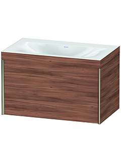 Duravit XViu Waschtisch-Unterschrank XV4610NB179C 80x48cm, 1 Auszug, ohne Hahnloch, champagner matt, Rahmen C, nussbaum natur