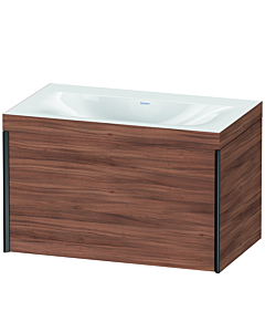 Duravit XViu Waschtisch-Unterschrank XV4610NB279C 80x48cm, 1 Auszug, schwarz matt, Rahmen C, nussbaum natur
