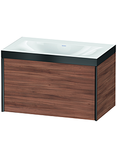 Duravit XViu Waschtisch-Unterschrank XV4610NB279P 80x48cm, 1 Auszug, schwarz matt, Rahmen P, nussbaum natur