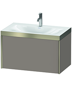 Duravit XViu vanity unit XV4610OB143P 80x48cm, 2000 pull-out, 2000 tap hole, matt champagne, Rahmen P, matt basalt