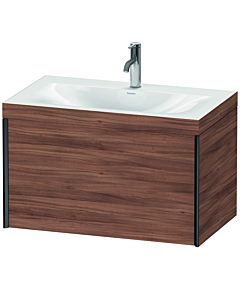 Duravit XViu Waschtisch-Unterschrank XV4610OB279C 80x48cm, 1 Auszug, 1 Hahnloch, schwarz matt, Rahmen C, nussbaum natur
