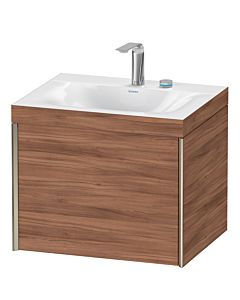 Duravit XViu Waschtisch-Unterschrank XV4609EB179C 60x48cm, 1 Auszug, 2 Hahnlöcher, champagner matt, Rahmen C, nussbaum natur