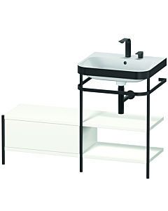 Duravit Happy D.2 Plus furniture washbasin combination HP4745E3636 120 x 49 cm, 2 tap holes, white satin finish, with metal console