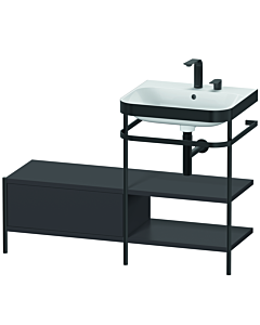 Duravit Happy D.2 Plus combinaison lavabo pour meuble HP4745E8080 120 x 49 cm, 2 trous pour robinetterie, graphite super mat, avec console en métal