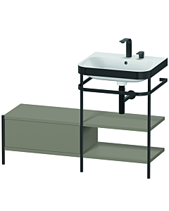 Duravit Happy D.2 Plus combinaison lavabo pour meuble HP4745E9292 120 x 49 cm, 2 trous pour robinet, gris pierre satiné, avec console en métal