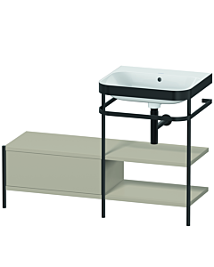 Duravit Happy D.2 Plus Möbelwaschtisch-Kombination HP4745N6060 120 x 49 cm, ohne Hahnloch, taupe seidenmatt, mit Metallkonsole