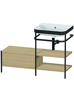 Duravit Happy D.2 Plus Möbelwaschtisch-Kombination HP4745N7171 120 x 49 cm, ohne Hahnloch, mediterrane Eiche, mit Metallkonsole