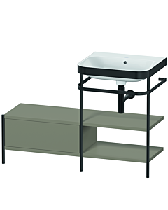 Duravit Happy D.2 Plus combinaison lavabo pour meuble HP4745N9292 120 x 49 cm, sans trou pour robinetterie, finition gris pierre satiné, avec console en métal