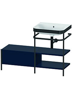 Duravit Happy D.2 Plus combinaison lavabo pour meuble HP4745N9898 120 x 49 cm, sans trou pour robinetterie, finition satinée bleu nuit, avec console en métal