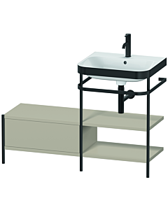Duravit Happy D.2 Plus Möbelwaschtisch-Kombination HP4745O6060 120 x 49 cm, 1 Hahnloch, taupe seidenmatt, mit Metallkonsole
