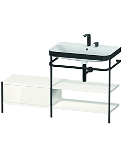 Duravit Happy D.2 Plus furniture washbasin combination HP4747E2222 140 x 49 cm, 2 tap holes, white high gloss, with metal console