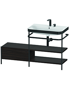 Duravit Happy D.2 Plus vanity washbasin combination HP4747E6969 140 x 49 cm, 2 tap holes, brushed walnut, with metal console