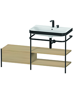 Duravit Happy D.2 Plus vanity washbasin combination HP4747E7171 140 x 49 cm, 2 tap holes, Mediterranean oak, with metal console