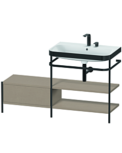 Duravit Happy D.2 Plus combinaison lavabo sur meuble HP4747E7575 140 x 49 cm, 2 trous pour robinetterie, lin, avec console en métal