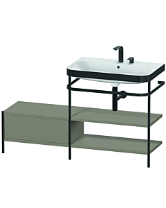 Duravit Happy D.2 Plus combinaison lavabo pour meuble HP4747E9292 140 x 49 cm, 2 trous pour robinet, gris pierre satiné, avec console en métal