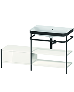 Duravit Happy D.2 Plus Möbelwaschtisch-Kombination HP4747N2222 140 x 49 cm, ohne Hahnloch, weiß hochglanz, mit Metallkonsole