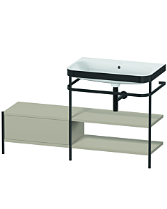 Duravit Happy D.2 Plus furniture washbasin combination HP4747N6060 140 x 49 cm, without tap hole, taupe satin finish, with metal console