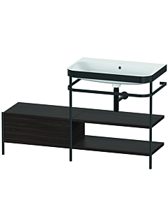 Duravit Happy D.2 Plus combinaison lavabo pour meuble HP4747N6969 140 x 49 cm, sans trou pour robinetterie, noyer brossé, avec console en métal