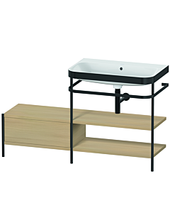 Duravit Happy D.2 Plus furniture washbasin combination HP4747N7171 140 x 49 cm, without tap hole, Mediterranean oak, with metal console