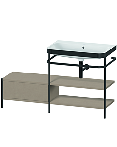 Duravit Happy D.2 Plus combinaison lavabo sur meuble HP4747N7575 140 x 49 cm, sans trou pour robinetterie, lin, avec console en métal