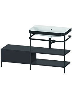Duravit Happy D.2 Plus furniture washbasin combination HP4747N8080 140 x 49 cm, without tap hole, graphite super matt, with metal console
