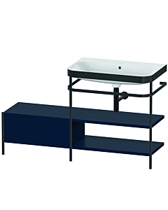 Duravit Happy D.2 Plus combinaison lavabo pour meuble HP4747N9898 140 x 49 cm, sans trou pour robinet, bleu nuit satiné, avec console en métal
