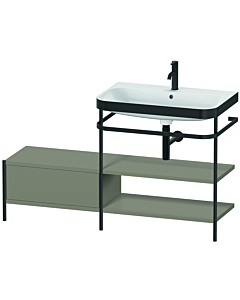 Duravit Happy D.2 Plus combinaison lavabo sur meuble HP4747O9292 140 x 49 cm, trou pour robinetterie 2000 , finition gris pierre satiné, avec console en métal