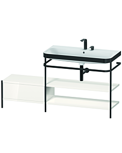 Duravit Happy D.2 Plus furniture washbasin combination HP4748E2222 160 x 49 cm, 2 tap holes, white high gloss, with metal console