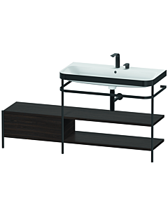 Duravit Happy D.2 Plus vanity washbasin combination HP4748E6969 160 x 49 cm, 2 tap holes, brushed walnut, with metal console