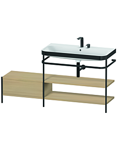 Duravit Happy D.2 Plus vanity washbasin combination HP4748E7171 160 x 49 cm, 2 tap holes, Mediterranean oak, with metal console