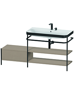 Duravit Happy D.2 Plus combinaison lavabo sur meuble HP4748E7575 160 x 49 cm, 2 trous pour robinetterie, lin, avec console en métal