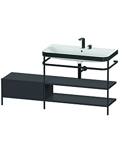 Duravit Happy D.2 Plus combinaison lavabo pour meuble HP4748E8080 160 x 49 cm, 2 trous pour robinetterie, graphite super mat, avec console en métal