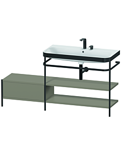 Duravit Happy D.2 Plus vanity washbasin combination HP4748E9292 160 x 49 cm, 2 tap holes, stone gray satin finish, with metal console