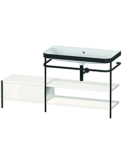 Duravit Happy D.2 Plus combinaison lavabo pour meuble HP4748N2222 160 x 49 cm, sans trou pour robinetterie, blanc brillant, avec console en métal