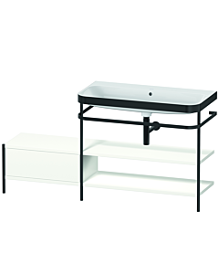 Duravit Happy D.2 Plus furniture washbasin combination HP4748N3636 160 x 49 cm, without tap hole, white satin finish, with metal console