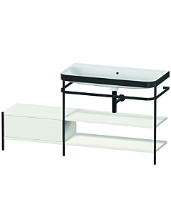 Duravit Happy D.2 Plus Möbelwaschtisch-Kombination HP4748N3939 160 x 49 cm, ohne Hahnloch, nordic weiß seidenmatt, mit Metallkonsole