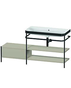 Duravit Happy D.2 Plus Möbelwaschtisch-Kombination HP4748N6060 160 x 49 cm, ohne Hahnloch, taupe seidenmatt, mit Metallkonsole