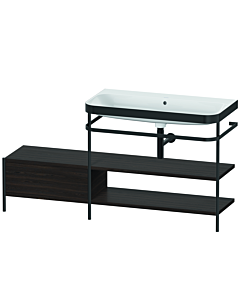 Duravit Happy D.2 Plus Möbelwaschtisch-Kombination HP4748N6969 160 x 49 cm, ohne Hahnloch, nussbaum gebürstet, mit Metallkonsole