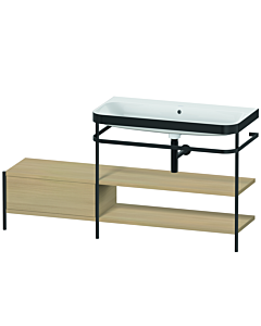 Duravit Happy D.2 Plus combinaison lavabo pour meuble HP4748N7171 160 x 49 cm, sans trou pour robinetterie, chêne méditerranéen, avec console en métal