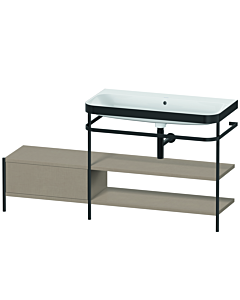 Duravit Happy D.2 Plus Möbelwaschtisch-Kombination HP4748N7575 160 x 49 cm, ohne Hahnloch, leinen, mit Metallkonsole