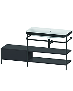 Duravit Happy D.2 Plus combinaison lavabo pour meuble HP4748N8080 160 x 49 cm, sans trou pour robinetterie, graphite super mat, avec console en métal