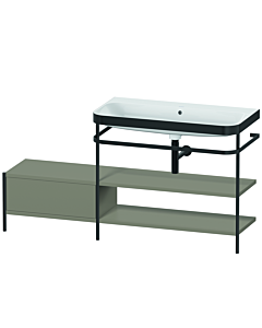 Duravit Happy D.2 Plus Möbelwaschtisch-Kombination HP4748N9292 160 x 49 cm, ohne Hahnloch, steingrau seidenmatt, mit Metallkonsole