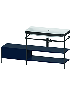 Duravit Happy D.2 Plus Möbelwaschtisch-Kombination HP4748N9898 160 x 49 cm, ohne Hahnloch, nachtblau seidenmatt, mit Metallkonsole